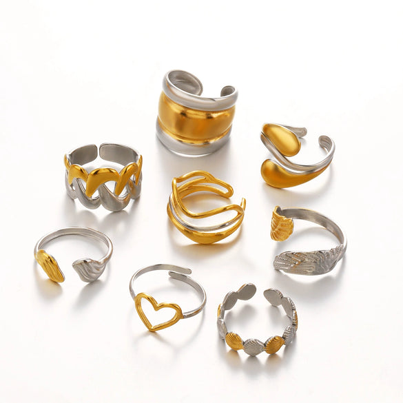 Wholesale Stainless Steel Women's Geometric Love Wings Ring With Electroplating And Hip Hop Style