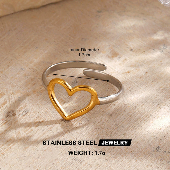 Wholesale Stainless Steel Women's Geometric Love Wings Ring With Electroplating And Hip Hop Style
