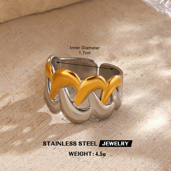 Wholesale Stainless Steel Women's Geometric Love Wings Ring With Electroplating And Hip Hop Style