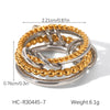 Wholesale Stainless Steel Women's Geometric Ring Set With Diamonds And 18K Goldplated