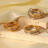 Wholesale Stainless Steel Women's Geometric Ring Set With Diamonds And 18K Goldplated