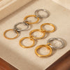 Wholesale Stainless Steel Women's Geometric Ring Set With Diamonds And 18K Goldplated