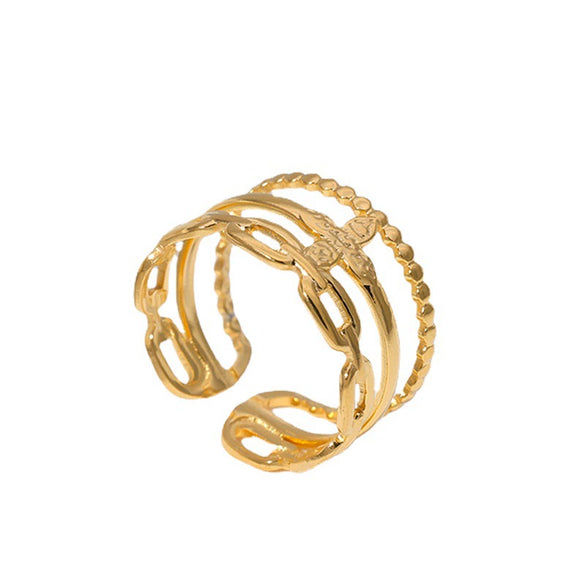 Wholesale Stainless Steel Women's Geometric Ring With Electroplating Treatment And Non Fading Feature