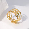 Wholesale Stainless Steel Women's Geometric Ring With Electroplating Treatment And Non Fading Feature