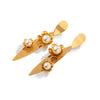 Wholesale Stainless Steel Women's Geometric Small Flower Leaf Shape Earrings With Electroplating