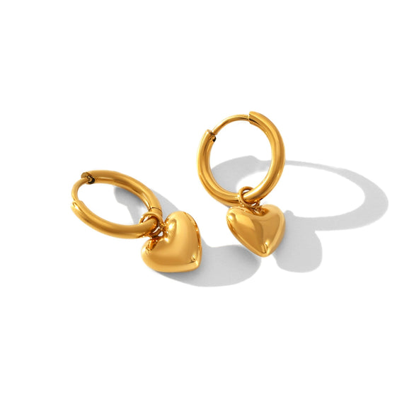 Wholesale Stainless Steel Women's Heart Shape Geometric Style Electroplated Earrings