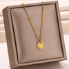 Wholesale Stainless Steel Women's Heart Shaped Geometric Pendant Necklace With 18K Plating