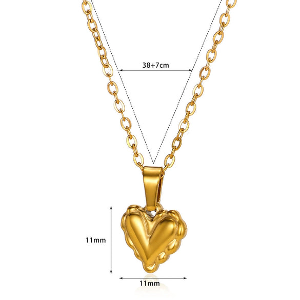 Wholesale Stainless Steel Women's Heart Shaped Geometric Pendant Necklace With 18K Plating