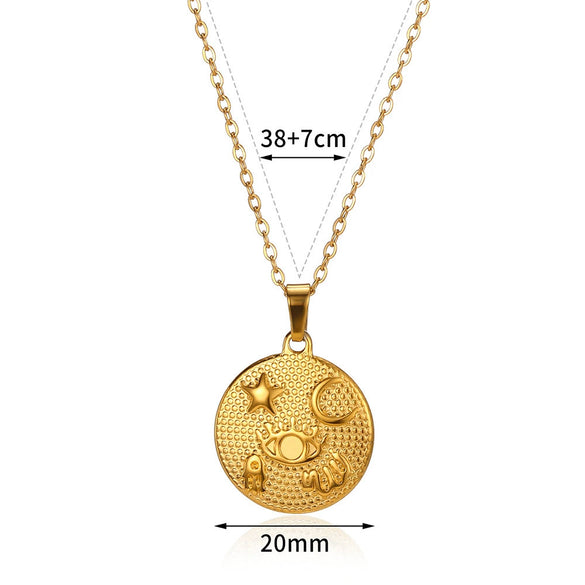 Wholesale Stainless Steel Women's Heart Shaped Geometric Pendant Necklace With 18K Plating