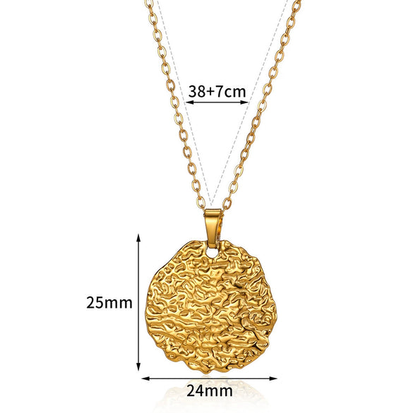 Wholesale Stainless Steel Women's Heart Shaped Geometric Pendant Necklace With 18K Plating