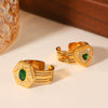 Wholesale Stainless Steel Women's Ring With Geometric Pattern Heart And Sixpointed Star Shape Inlaid Zirconia