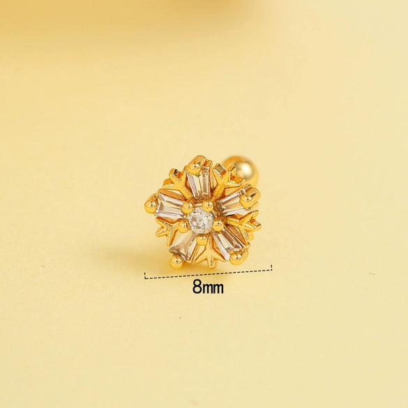 Wholesale Stainless Steel Women's Simple Geometric And Flower Pattern Electroplated Butterfly Earrings For Cartilage Piercing