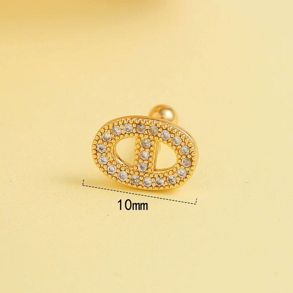 Wholesale Stainless Steel Women's Simple Geometric And Flower Pattern Electroplated Butterfly Earrings For Cartilage Piercing