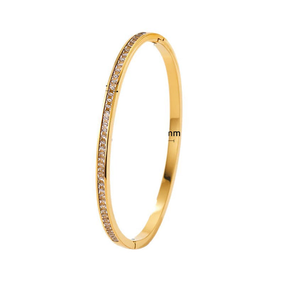 Wholesale Stainless Steel Women's Sweet Fresh Non Fading Narrow Half Ring Full Diamond Buckle Electroplated Bracelet