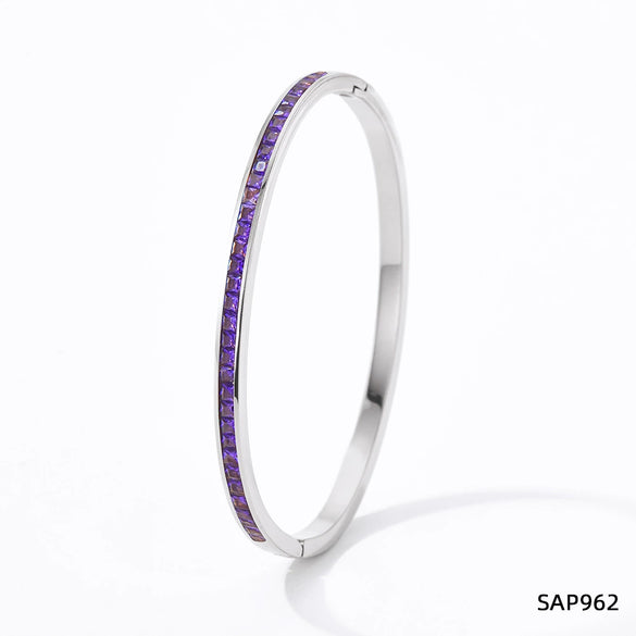 Wholesale Stainless Steel Women's Sweet Fresh Non Fading Narrow Half Ring Full Diamond Buckle Electroplated Bracelet