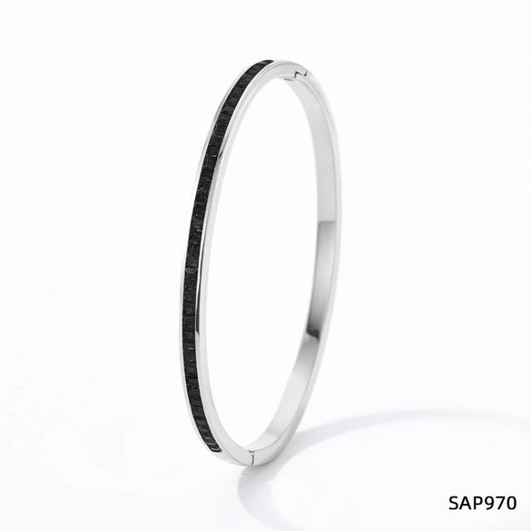 Wholesale Stainless Steel Women's Sweet Fresh Non Fading Narrow Half Ring Full Diamond Buckle Electroplated Bracelet