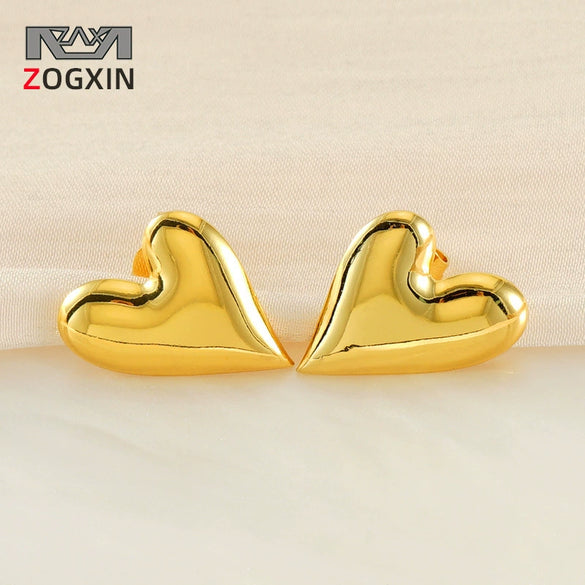 Wholesale 316L Stainless Steel Women's Three Dimensional Heart Shaped Electroplated Earrings