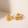 Wholesale Stainless Steel Women's Three Flower Earrings With Geometric Pattern Electroplated Design