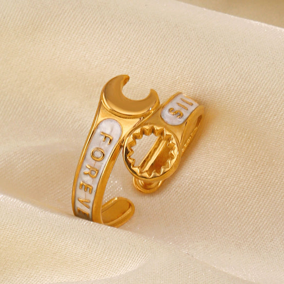 Wholesale Stainless Steel Wrench Ring Women's Retro Style 18K Gold Plated