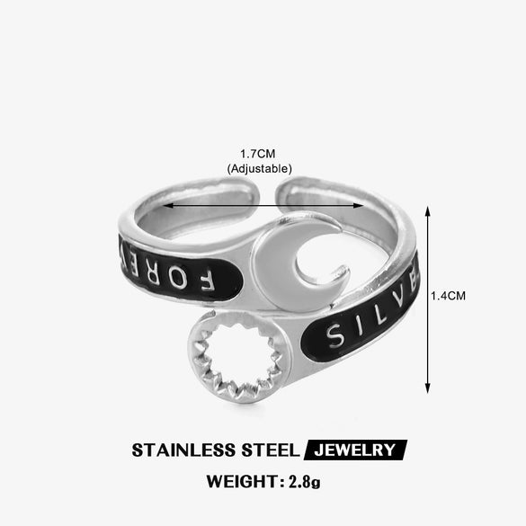 Wholesale Stainless Steel Wrench Ring Women's Retro Style 18K Gold Plated