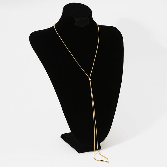 Wholesale Stainless Steel Y Shaped Rectangular Pendant Necklace With Long Vacuum Plating For Women Geometric Style