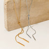 Wholesale Stainless Steel Y Shaped Rectangular Pendant Necklace With Long Vacuum Plating For Women Geometric Style