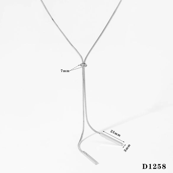 Wholesale Stainless Steel Y Shaped Rectangular Pendant Necklace With Long Vacuum Plating For Women Geometric Style