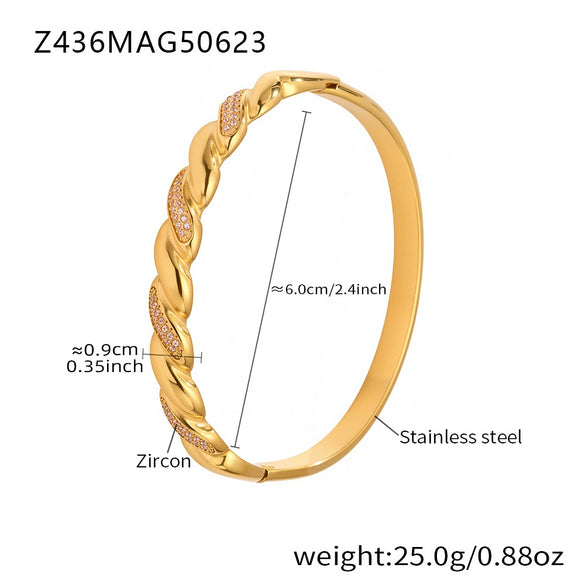 Wholesale Stainless Steel Zircon Bracelet Fashion Ol Style With Electroplating