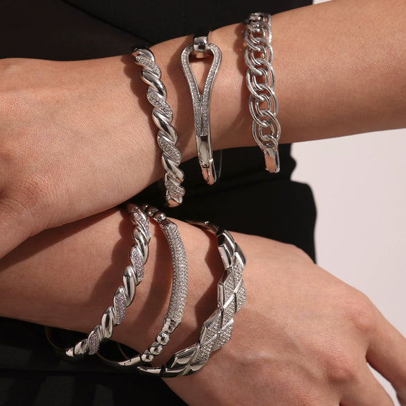Wholesale Stainless Steel Zircon Bracelet Fashion Ol Style With Electroplating