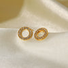 Wholesale Stainless Steel Zircon Earrings Electroplated For Women Geometric Style