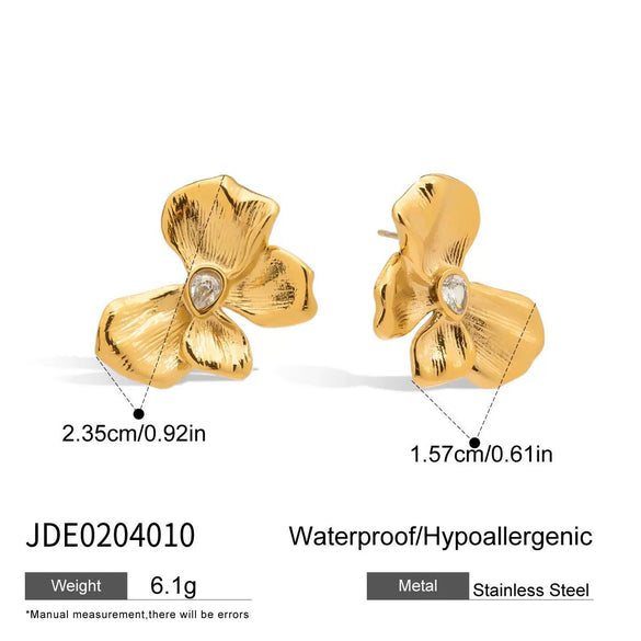 Wholesale Stainless Steel Zircon Earrings Retro Style Bow Pattern Electroplated For Women