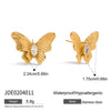 Wholesale Stainless Steel Zircon Earrings Retro Style Bow Pattern Electroplated For Women