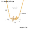 Wholesale Stainless Steel Zircon Fourleaf Flower Doublelayer Clavicle Necklace Bracelet Set With Pvd Electroplated Treatment For Women In Light Luxury Style