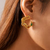 Wholesale 316L Stainless Steel Zircon Geometric Cshaped Earrings Electroplated For Women