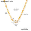 Wholesale 316L Stainless Steel Zircon Geometric Water Drop Square Sweet Necklace With Electroplating