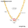 Wholesale 316L Stainless Steel Zircon Geometric Water Drop Square Sweet Necklace With Electroplating