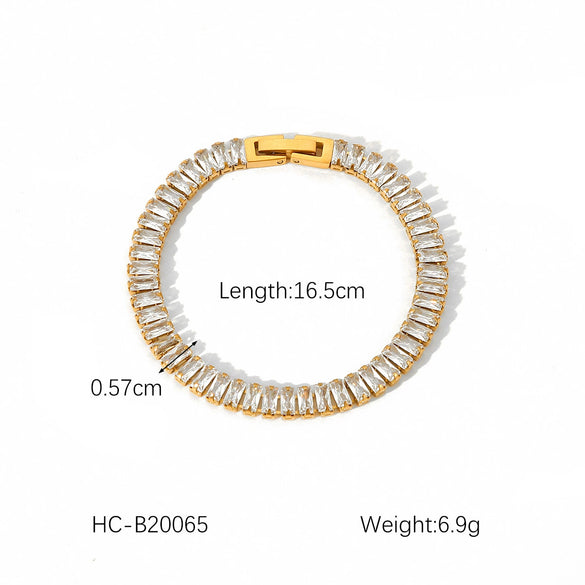 Wholesale Stainless Steel Zircon Heart Shape Flower Geometric Women's Bracelet