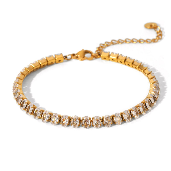 Wholesale Stainless Steel Zircon Heart Shape Flower Geometric Women's Bracelet