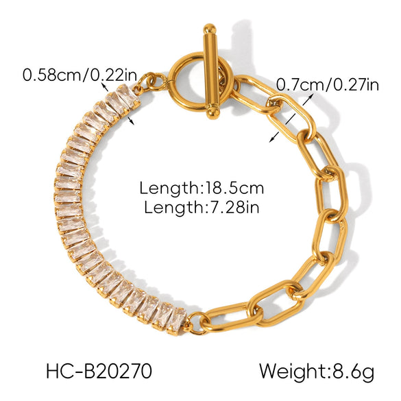 Wholesale Stainless Steel Zircon Heart Shape Flower Geometric Women's Bracelet