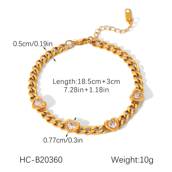 Wholesale Stainless Steel Zircon Heart Shape Flower Geometric Women's Bracelet