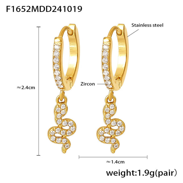 Wholesale 316L Stainless Steel Zircon Inlaid Heart Geometric Electroplated Light Luxury Hollow Earrings For Women