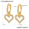 Wholesale 316L Stainless Steel Zircon Inlaid Heart Geometric Electroplated Light Luxury Hollow Earrings For Women