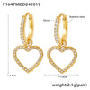 Wholesale 316L Stainless Steel Zircon Inlaid Heart Geometric Electroplated Light Luxury Hollow Earrings For Women