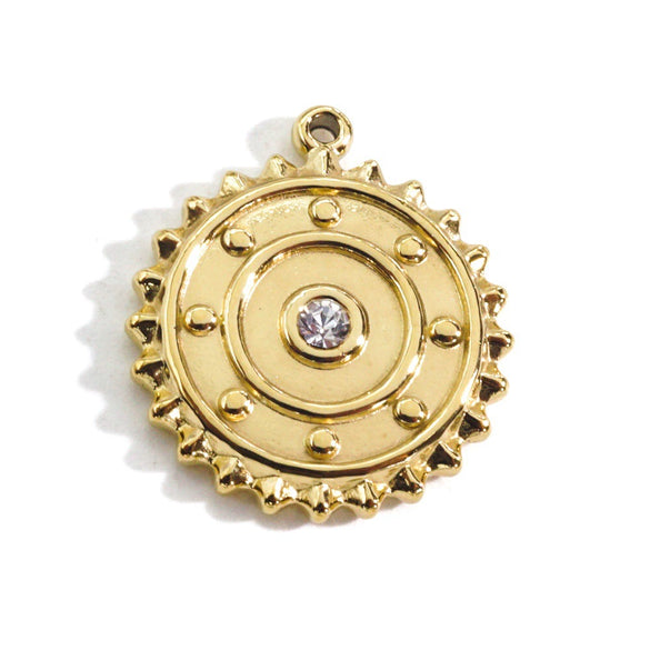 Wholesale Stainless Steel Zircon Inlaid Round Pendant And Earrings With Electroplating Treatment