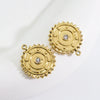 Wholesale Stainless Steel Zircon Inlaid Round Pendant And Earrings With Electroplating Treatment