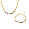 Wholesale 316L Stainless Steel Zircon Light Luxury Colorful Blade Necklace And Bracelet With 18K Gold Plated Electroplating For Women