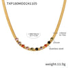 Wholesale 316L Stainless Steel Zircon Light Luxury Colorful Blade Necklace And Bracelet With 18K Gold Plated Electroplating For Women