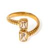 Wholesale Stainless Steel Zircon Open Ring For Women With Electroplating Treatment And Elegant Design Sense
