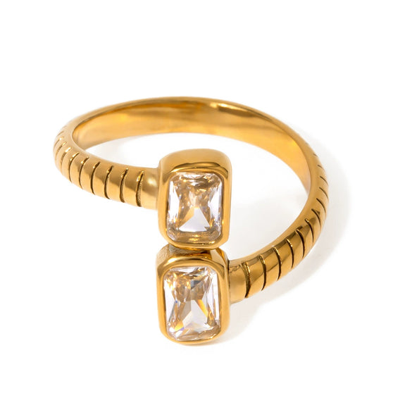 Wholesale Stainless Steel Zircon Open Ring For Women With Electroplating Treatment And Elegant Design Sense