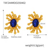 Wholesale 316L Stainless Steel Zircon Retro Plants Flowers Open Ring Earrings With Electroplating